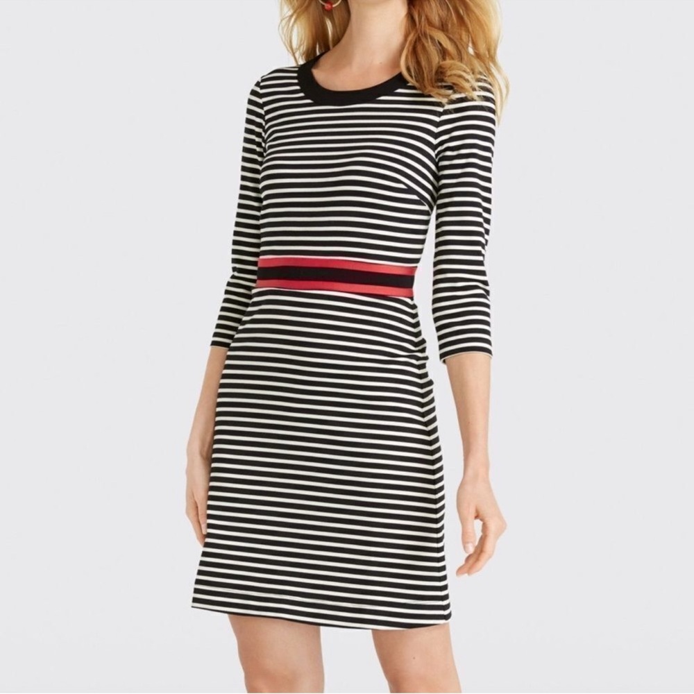 Draper James Long Sleeve Stripe Persley Ponte Dress Size Medium